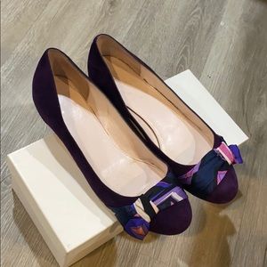 Emilio Pucci suede prune flats with bow 38